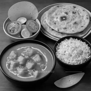 Paneer Butter Masala[200 G] With 3 Butter Tawa Roti And Roasted Papad