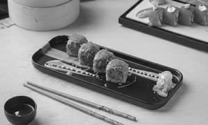 Blue Rice Asparagus Tempura Sushi
