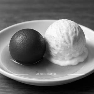 Gulab jamun with vanilla ice cream