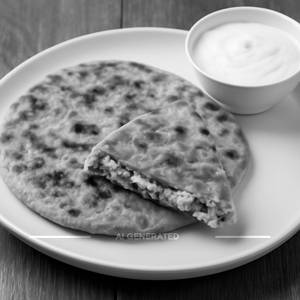 Paneer paratha with curd