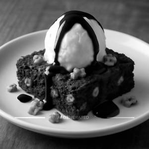 Walnut Brownie with Ice Cream