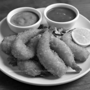 Golden fried prawns