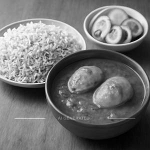 Egg curry combo [egg curry with Jeera rice] with salad