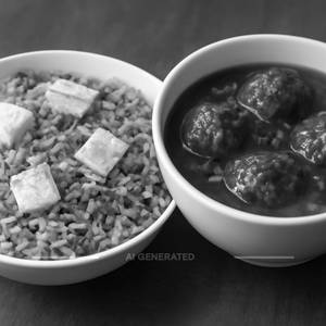 Veg Fried Rice With Gobi Manchurian [Serves 1]