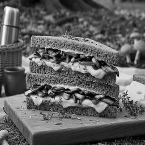 Mushroom Cheese Sandwich In Brown Bread