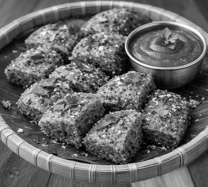 Ragi Dhokla with Ketchup