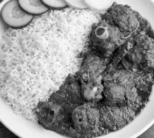 White Rice+Mutton Curry (serves one)