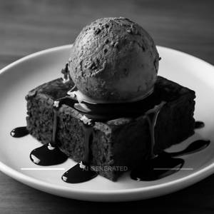 Brownie with chocolate ice cream