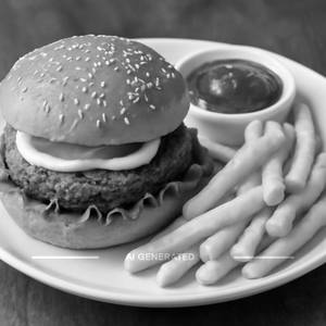 Veg Burger With French Fries