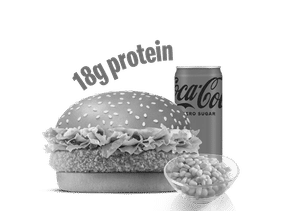 Crispy Veggie Burger Protein Plus + Corn + Coke Zero