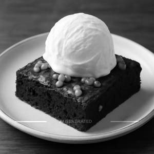Belgian walnut brownie with vanilla ice cream