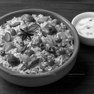 Veg Biryani Served With Raita