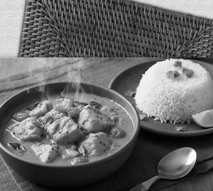 Fish curry with white rice