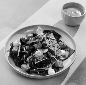 Gourmet Tandoori Avocado With Charcoal Handkerchief Pasta