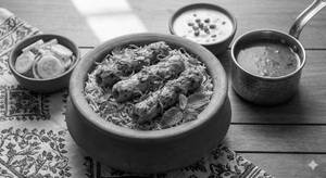 Chicken Seekh Kebab Biryani (boneless)(served With Raita And Gravy)