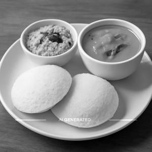 Idli (2 Pcs)+chutney+Sambar