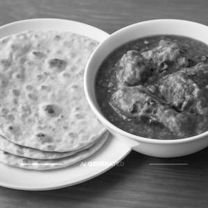3 Phulka With Chicken Curry
