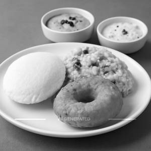 Idli (Single) + Rice Pongal + Vada (Single)