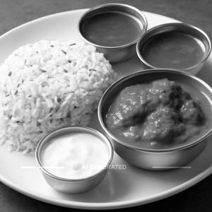 White Rice With Chicken Curry
