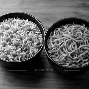 Veg fried rice 500  ml with   veg noodles 500  ml