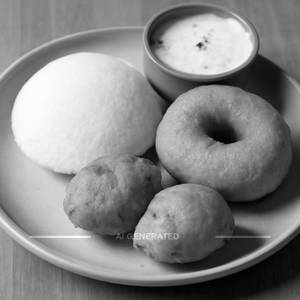 Idli (Single) + Vada (Single) + Mysore Bajji (2 Pieces)