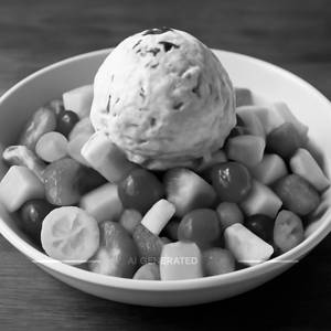 Fruit salad with pista ice cream