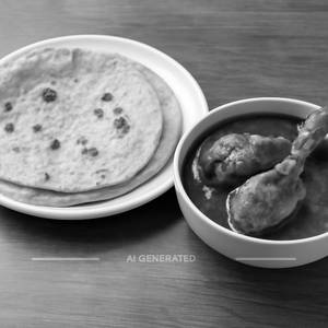 2 chapathi and chicken curry                                                                                                               