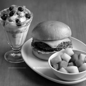 Dry Fruit Sundaes, Burger and Fruit Salad Combo