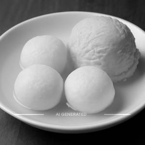 Rasgulla(3) with mango scoop