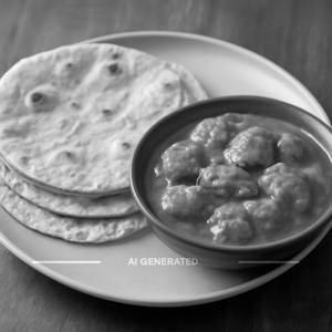 3 phulka with boneless chicken curry