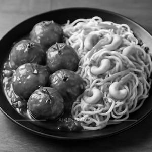 Egg manchurian cashewnut noodles