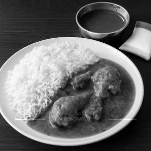 Plain Rice + Chicken Curry 