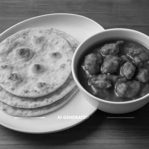 3 phulka with boneless chicken curry