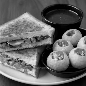 Veg Butter Sandwich + Panipuri                             