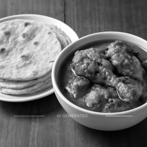 3 phulka with chicken curry