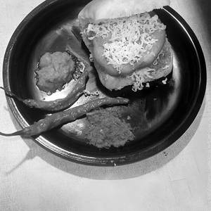 Cheese vada pav with amul fry