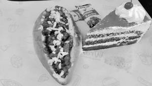 Chicken 65 Roll + Red Velvet Pastry