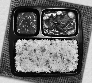Veg  fried rice  +  veg manchurian