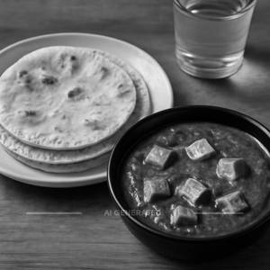 3 phulka with palak paneer