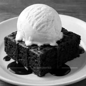 Brownie With Vanilla Ice Cream