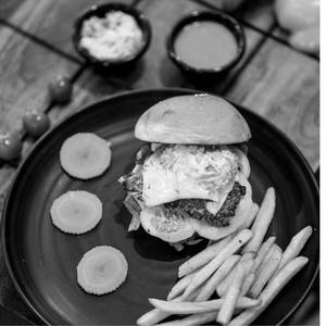 Egg Burger With Spring Roll