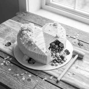 Pinata cake dark chocolate heart shape