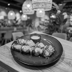 Flame Grilled Paneer Kebab With Mint Sauce