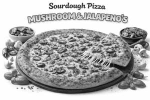 Mushroom & Jalapenos Sourdough Pizza 8.5 Inch