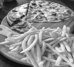 Veg Pizza + Fries