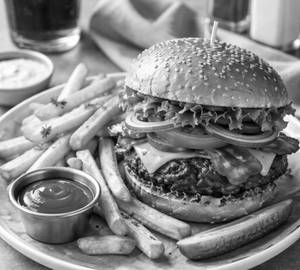 Aalu Tikki Burger + French Fries