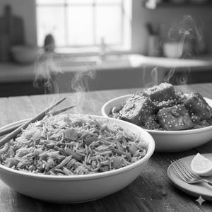 Veg Fried Rice With Panner Chilli(4Pieces)
