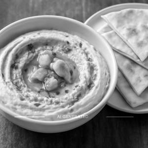 Garlic hummus served with pita