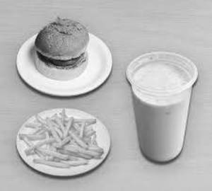 Corn Burger with French Fries and Badam Milk