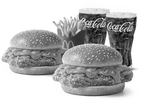 2 Spicy Patakha Chicken Burger + M Fries + 2 Coke